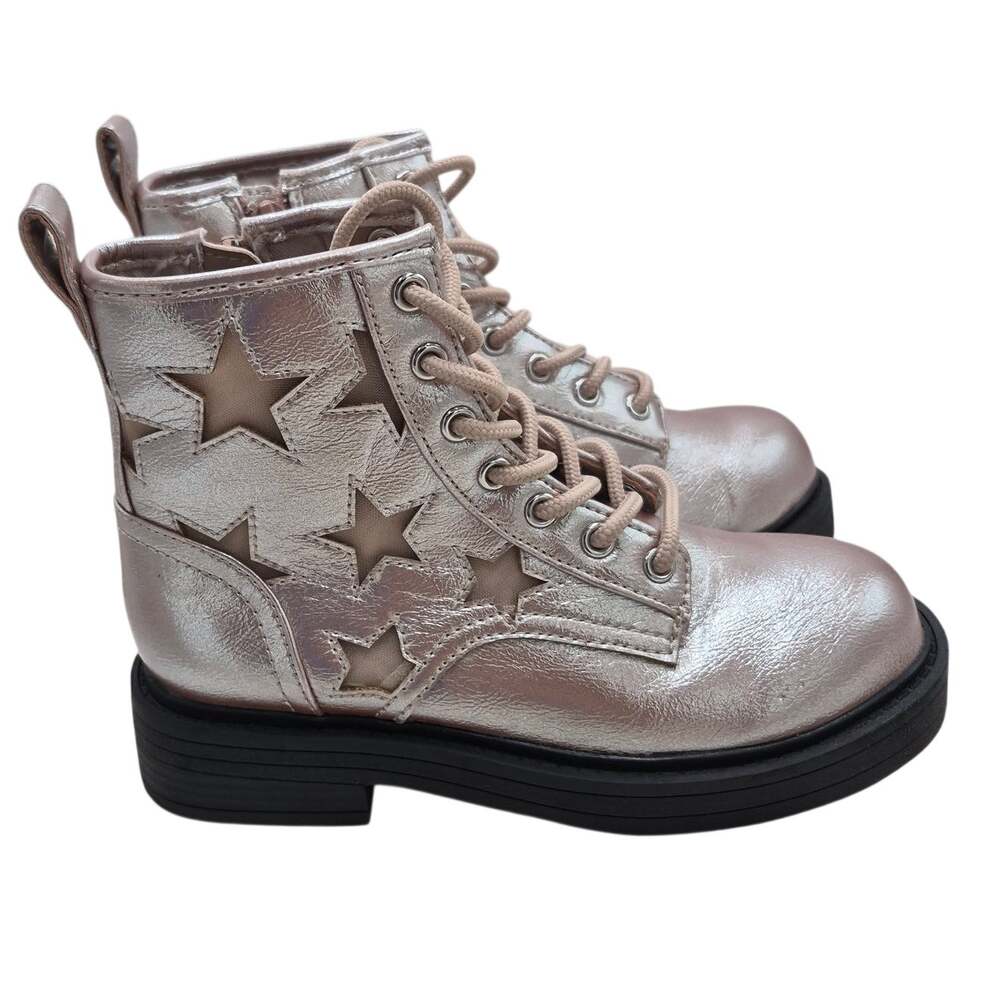 NEW Steve Madden Kids J-Iconic Lace-Up metallic combat boot little girls size 13